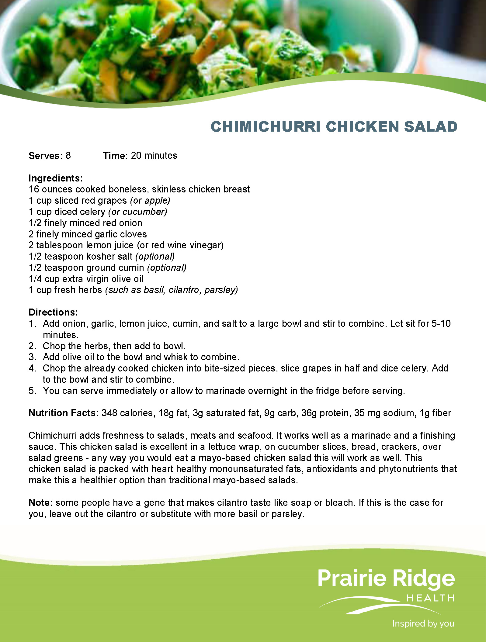Chimichurri Chicken Salad