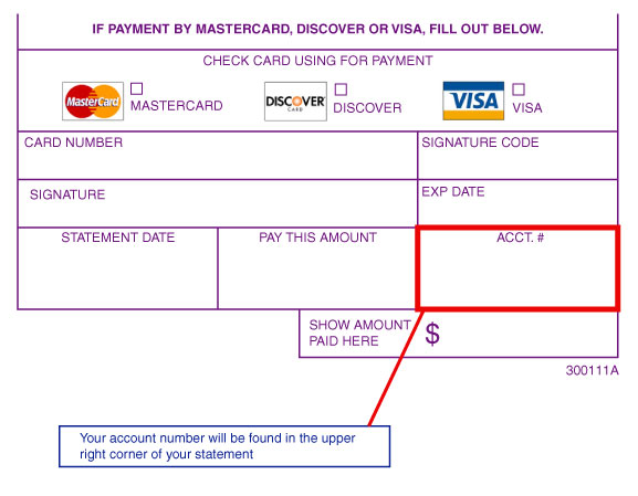 Displaying where to find account number on payment form